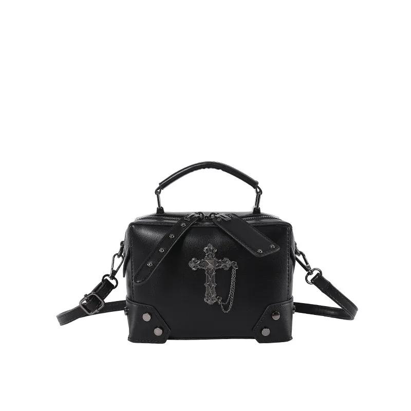 Y2k Korean Women Harajuku Vintage Gothic Black Hand Bag Female Aesthetic Elegant Punk Wallet Purse Handbags Shoulder Trend Bags