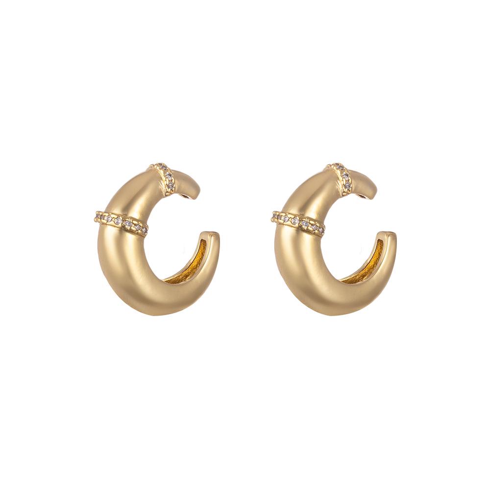 INS Style Bamboo Joint Zirconia C-Shaped Ear Cuff Earrings