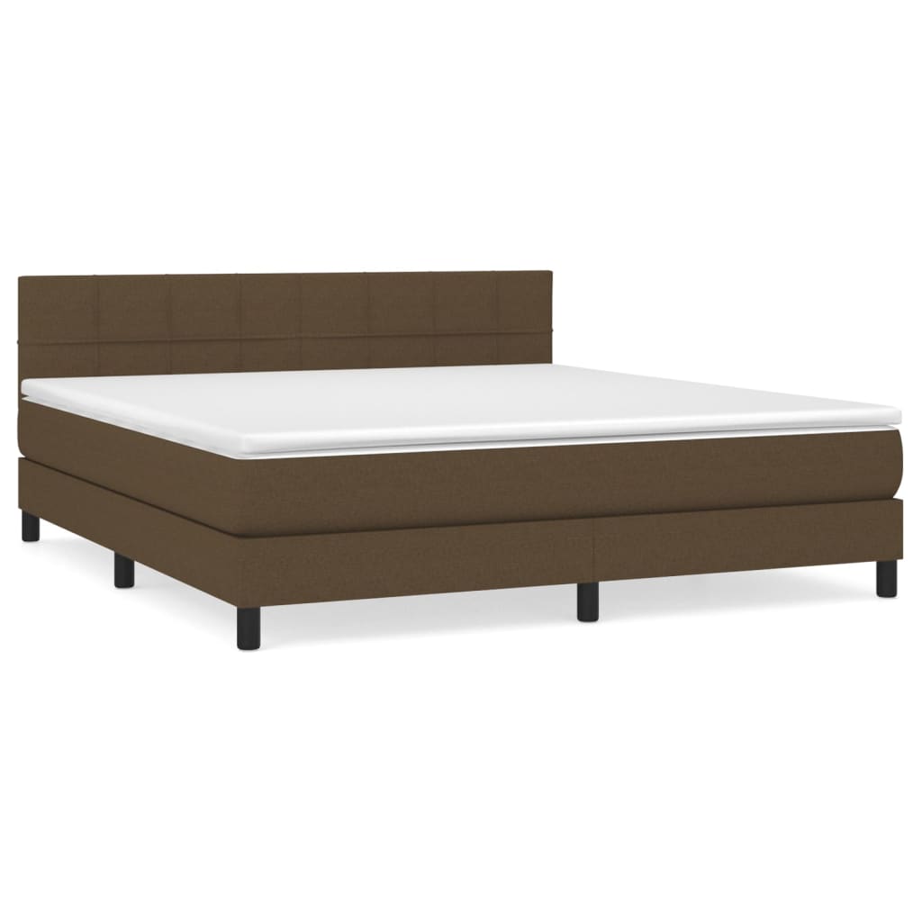 Box Spring Bed with Mattress Dark Brown 160x200 cm Fabric