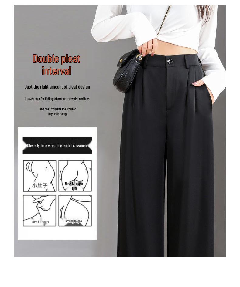 Dámské 2025 Kalhoty k obleku s vysokým pasem, úzkého střihu, volné, splývavé, šedé nebo černé na jaro a podzim