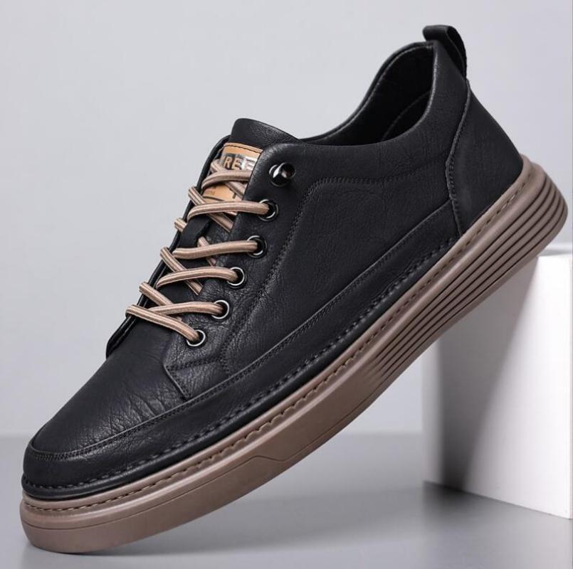 Calçados de couro de marca de luxo para skate, novo design, sapatos Oxford masculinos, tênis versáteis para atividades ao ar livre, calçados esportivos casuais para homens