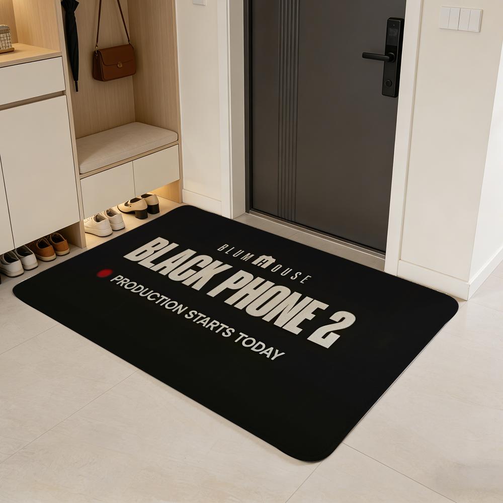 

Anime T-The Black Phone Floor Mat Flannel Door Mat Non-Slip Absorbent Washable Indoor Home Rug 40x60cm