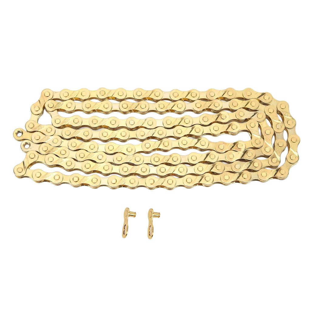 8 Speed Bike Chain 116 Links Mountain Road Bike Chain Bike Replacement Chain Gold Flatbed