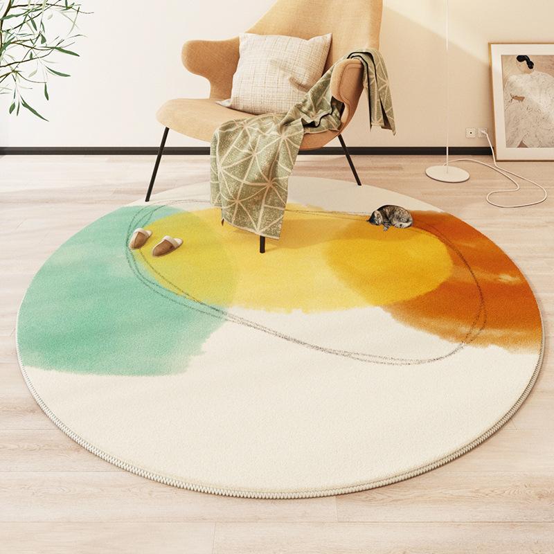 Modern Style Round Living Room Carpet Children's Room Bedroom Crawling Mat Warm Bed Blanket Thick Washable Mat