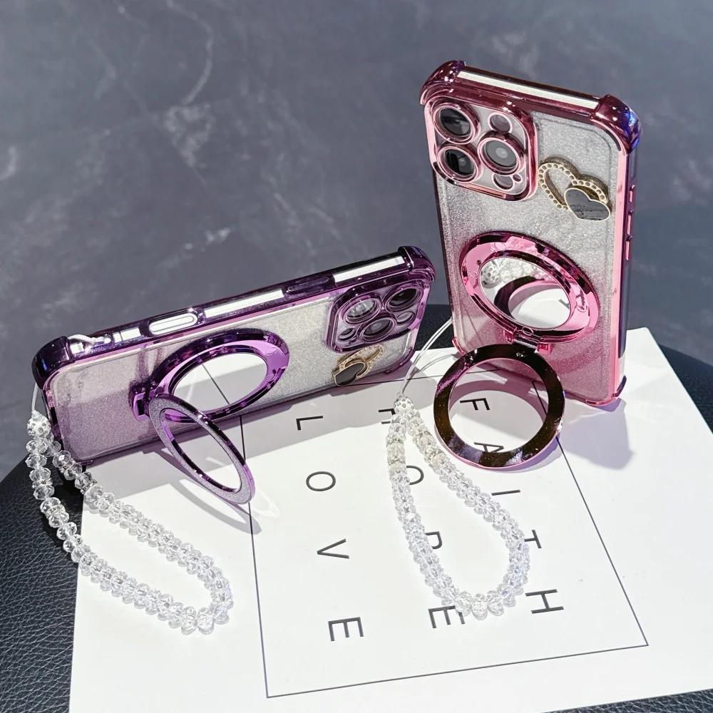 Nárazuvzdorný pokovený kryt na telefon pro Xiaomi Redmi Note 14 13 Pro Plus 5G 4G 11S 12 10S 9 Zrcadlový magnetický držák kryt