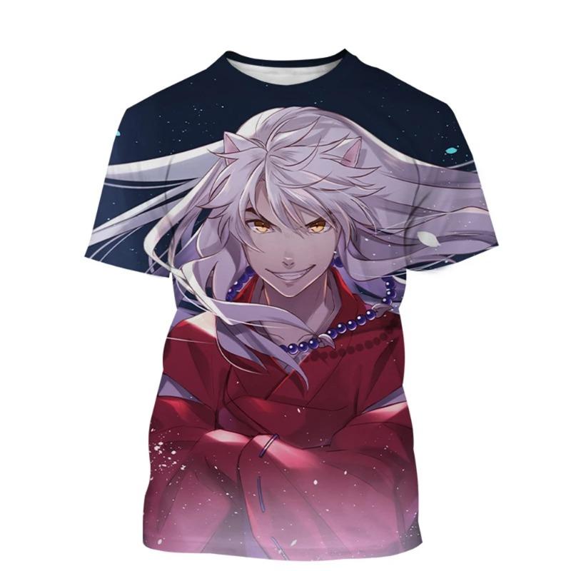

Футболка с принтом аниме Inuyasha 3D, мужская и женская, модная, повседневная, в стиле Харадзюку, хип-хоп, уличная, крутая, с круглым вырезом, S L