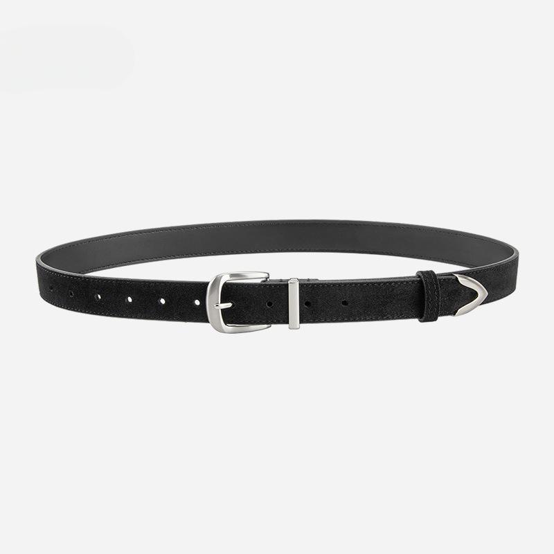 Genuine Leather Women's Belt Reverse Velvet Matte Retro Korean Style Fashionable Versatile Skirt Jeans Belt Women's