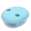 2-in-1 Snack Fingerbehälter Silikon Fingerdeckel Tragbar Auslaufsicher Freihändig Snackbehälter Blau