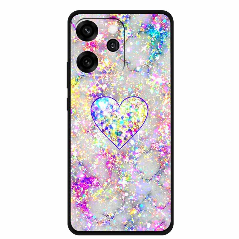 For Oppo Reno15 Phone Case TPU Soft Silicone Tech Style Case for Oppo Reno 15 Flower Heart-shaped Protector Cover PLW110 Coque