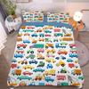 Cartoon Car bedding set Truck Excavator Duvet Cover Set Large Colorful Car Bedding for Toddlers Kids Teens King Size Quilt Cover