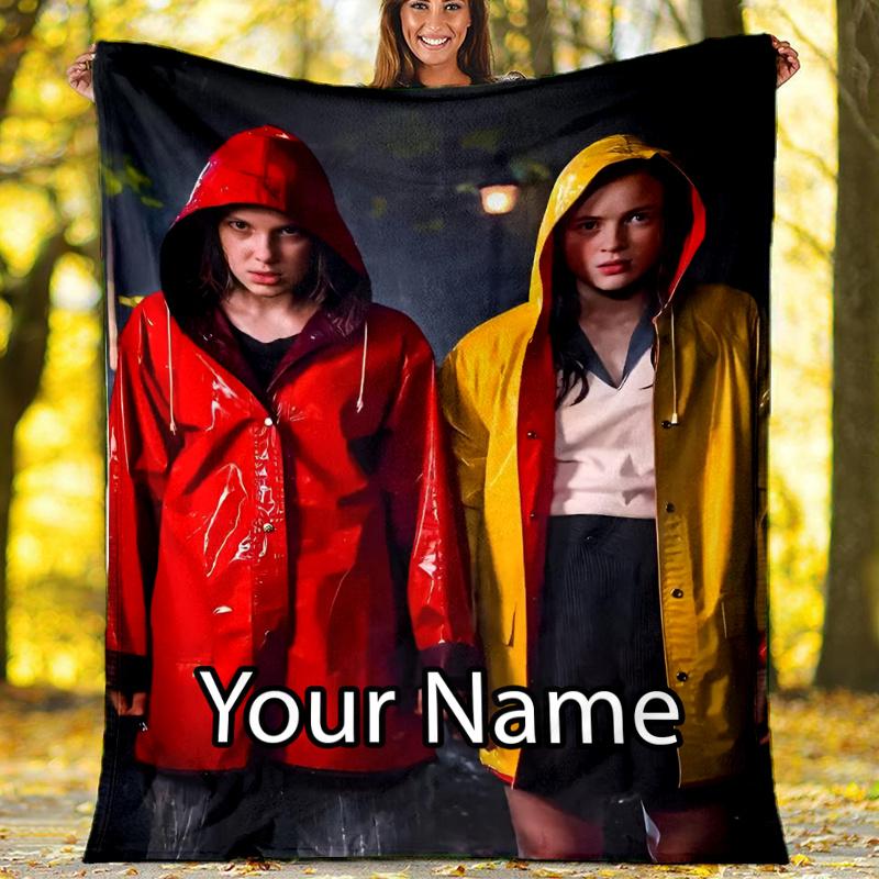 Custom Name Stranger Things Theme Printed Blanket - Perfect for Couch, Bed, Travel & Outdoor Use | Machine Washable, Cozy & Durable.