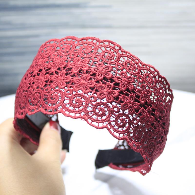 Lystrfac Vintage Wide Flower Lace Headband for Women Hairband Ladies Hair Loop Fabric Lace Female Hair Accessories