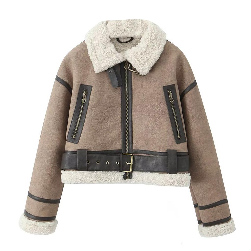 Women's Length Down Padded Leather Jacket Long Quilted Jacket With Removable Fur-Collar