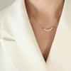 Niche Design Imitation Pearl Pendant Necklace - Gold-Plated Titanium Steel with Dangle Square Chain