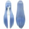 80cm Long Synthetic Hair White Purple Cosplay Wigs Party Black Hair  For Women Straight Wig Hairpiece