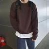 Pull Tricot Homme Ample Couleur Unie Col Rond Couche de Base Hiver Style Hong Kong Décontracté Pull Col Ras Automne Hiver