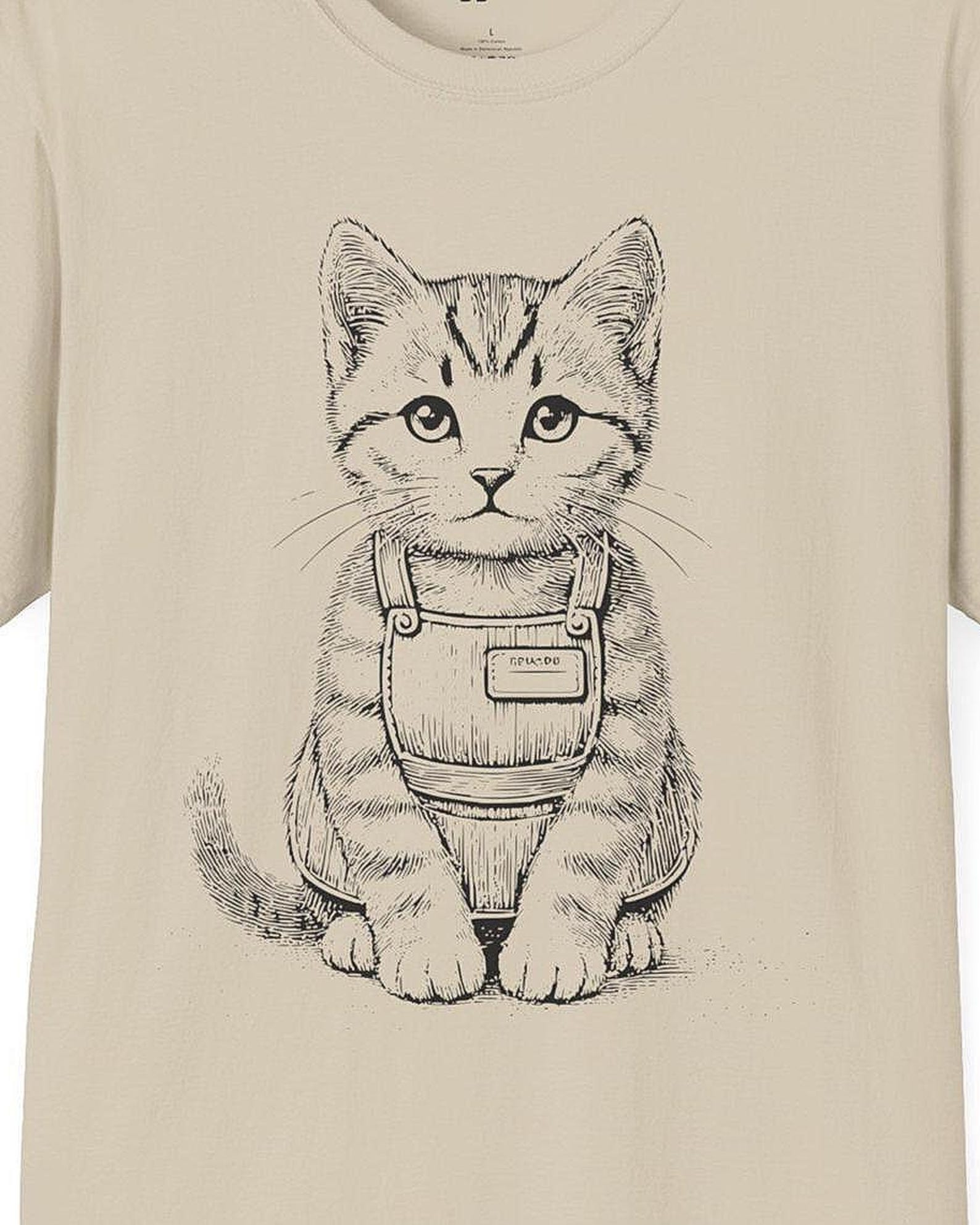 Retail Kitten Engraving-Style T-Shirt Cat Gift S