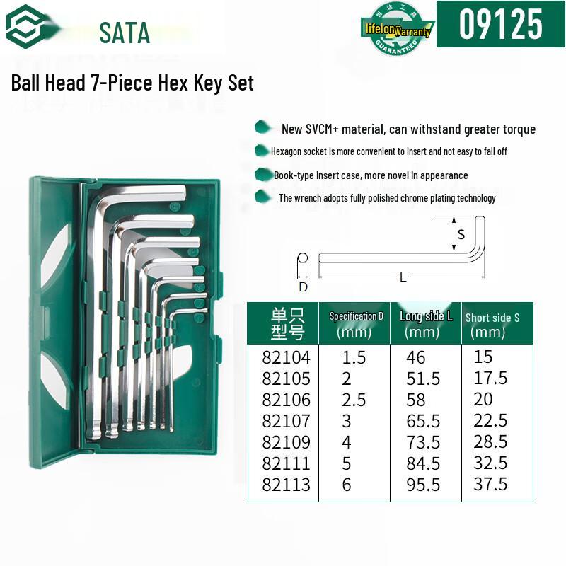 SATA 09125 7-Piece Ball-End Hex Key Set