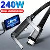 PD240W 2 In 1 Cable Type C To Type C Fast Charging Foldable Bracket Cable Built-in Desktop Holder Wire For iPhone Samsung Xiaomi