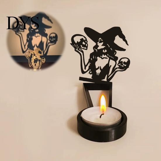 Holiday Home Decoration Halloween Shadow Candle Holder, Funny Pumpkin Ghost Bat Reaper Candlestick Decoration, Seasonal Party Supplies Metal Tea Light