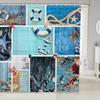 Blue Crab Shower Curtain,Hippie Boho Mandala Bathroom Curtain Small Size Sea Ocean Nautical Theme Bath Curtain Beach Animal