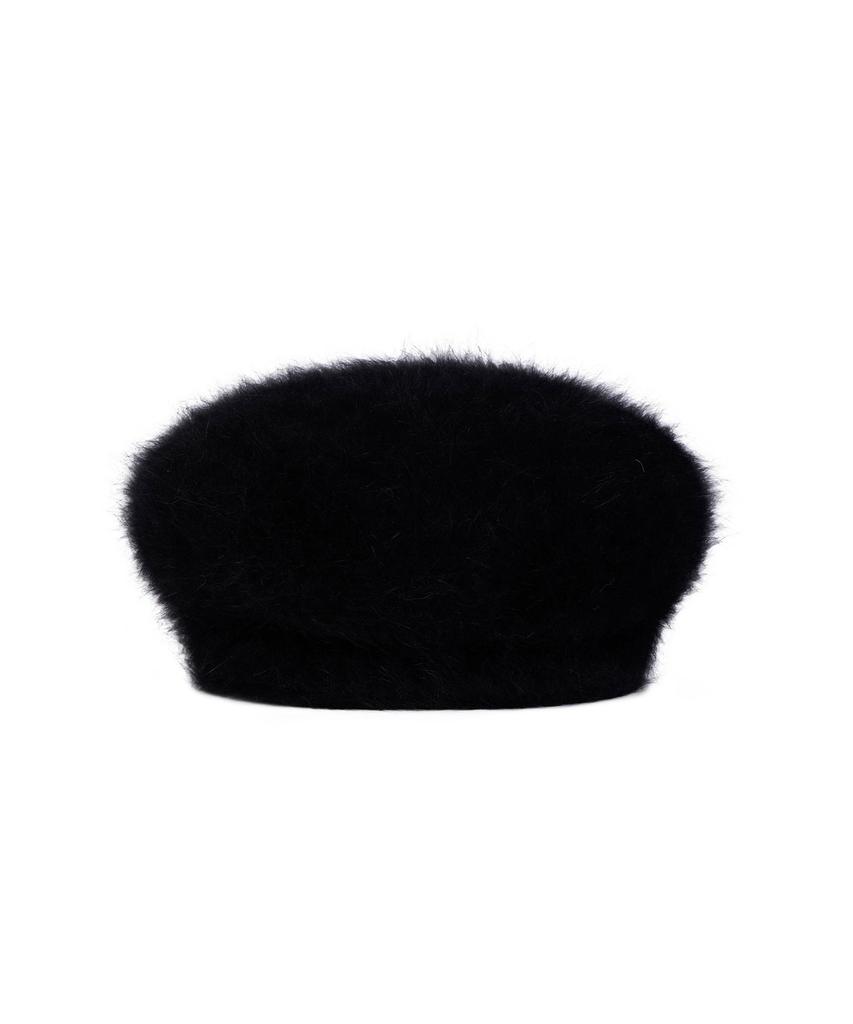 Bajal Va Square Studded Angora Beret Black