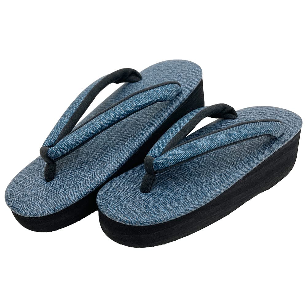 Kyoto Kimono Yuzen Karen Blosso Zori Made In Japan X Size Women's Sandals, Boxed, (Ledger) (Denim Denim, L)