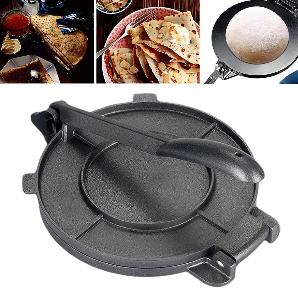 Tortilla Press 8 Inches Heavy Duty Flour Tortilla Press Aluminum Alloy Pre Seasoned Roti Maker with Handle for Corn