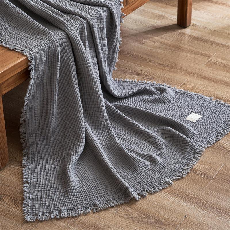 Coperta a Tasselli in Garza a Quattro Strati 100% Cotone Classe A per Divano e Ufficio - Copertura in Cotone per Tutte le Stagioni
