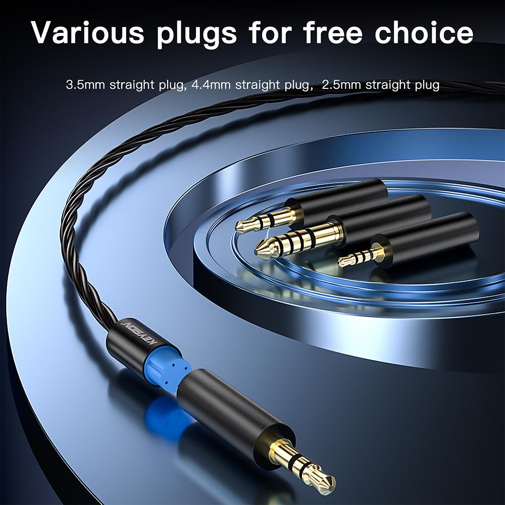 KEYSION 3-in-1 2,5 3,5 4,4mm Austauschbares versilbertes OCC Upgrade-Kabel 0,78mm 2-Pin-Draht-Kopfhörerkabel HIFI-Kopfhörerkabel