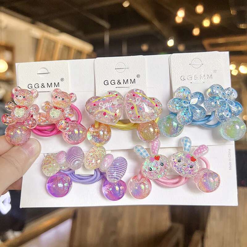 2 Pieces Luminous Bubble Princess Headwear Elastic Hair Bands for Kids Cute Elastic Hair Ropes Girls Hair Accessories