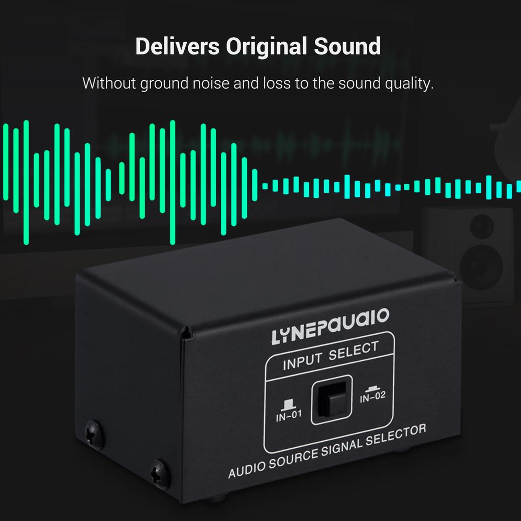 LINEPAUDIO Audio Switcher 3.5mm 2 In 1 Out / 1 In 2 Out A/B Switch Stereo Audio Splitter Box with