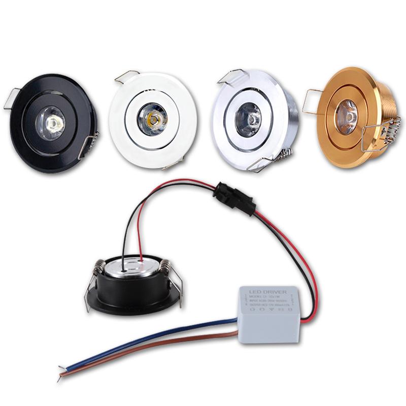 Éclairage encastré LED rond haute puissance 1W 3W, downlights LED pour salon, armoire, chambre à coucher