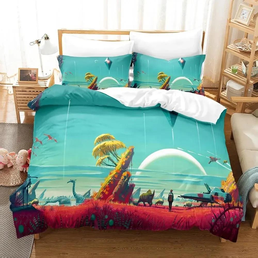 3D Print Game No Mans Sky Bedding Set Duvet Cover Bed Set Quilt Cover Pillowcase Comforter King Queen Size Boy Adult Bedding Set
