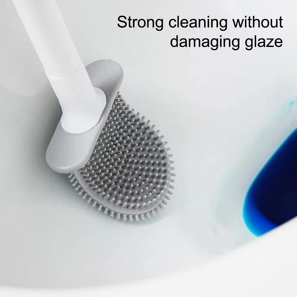 Brosse de Toilette Respirante Flexible en Silicone Avec Support à Séchage Rapide Outils de Nettoyage de Salle de Bain Muraux
