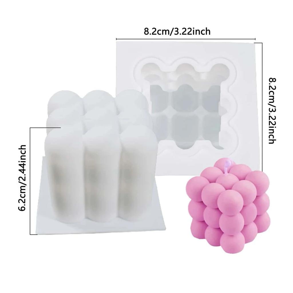3D Bubble Cube Candles Silicone Mold Magic Ball Aromatherapy Soap Plaster Decor Art Handmade Baking Chocolate Dessert Cake Mould