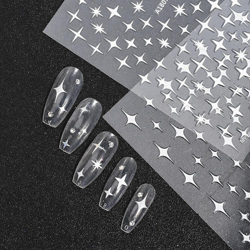 9-Color Four-Pointed Star Nail Art Sticker Diy Plastic Nail Art Decorative Sticker Color Star Light Nail Art Sticker