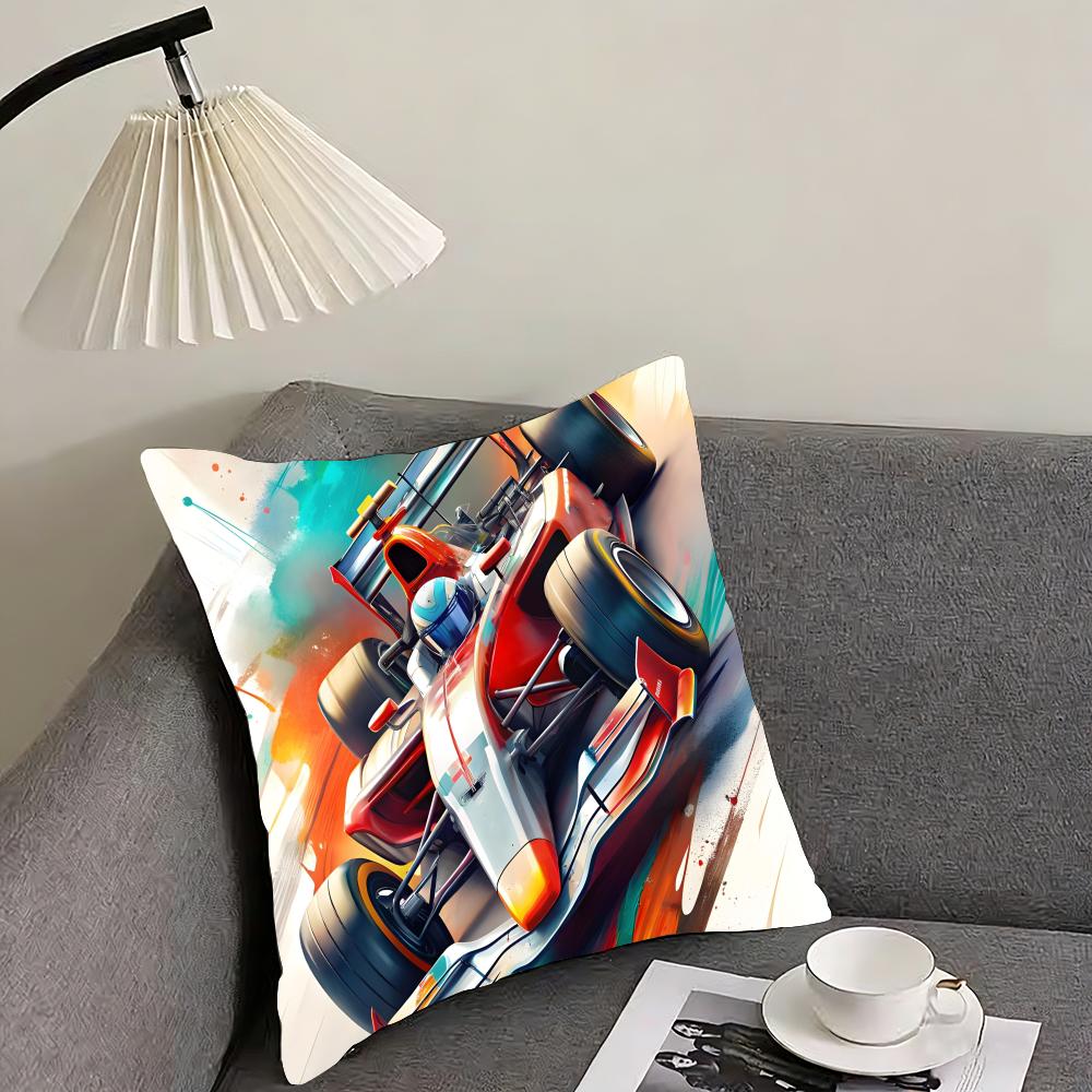 Racing Cool Cushion Cover Pillowcase Ultra Soft Skin Friendly Fabric Cloud Like Comfort Concealed Zipper