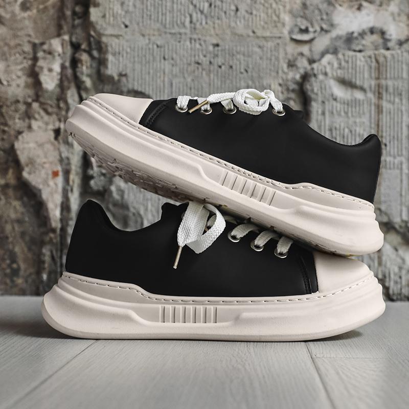 Fashion Split Leather Mens Walking Shoes Comfortable Casual Shoes Lace Up Male Running Sneakers New Vulcanize Shoes Skateboard Footwear