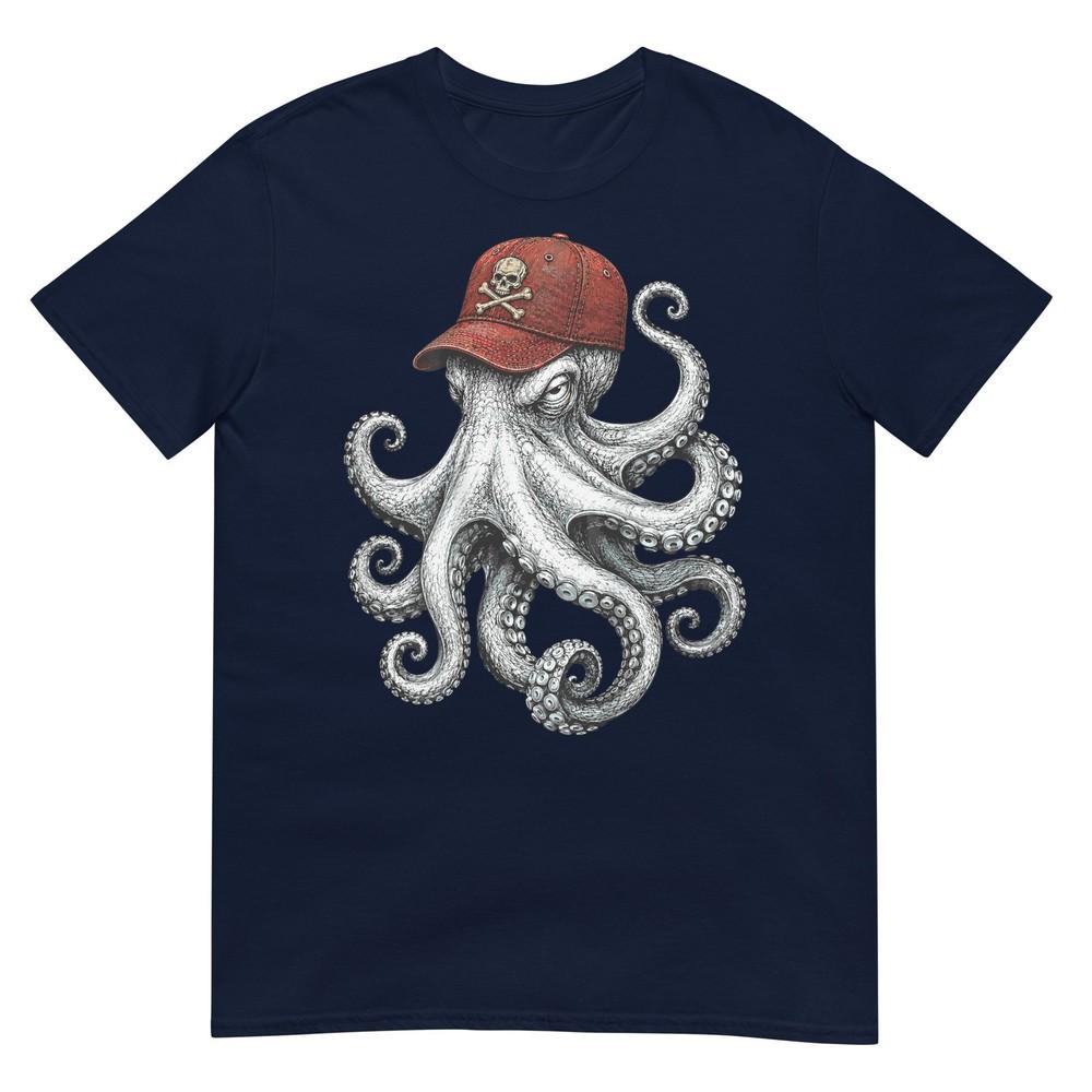 On Back Octopus With Skull And Crossbones Cap Pirate Octopus Tshirt S