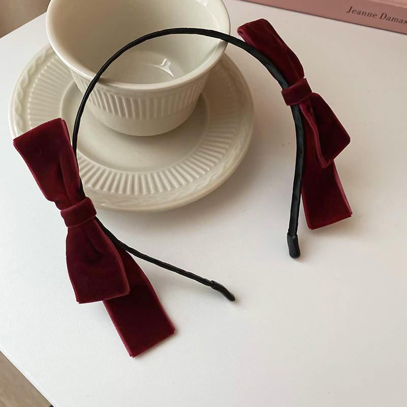 Fashion Flocking Sponge Oval Headband Chinese New Year Red High Cranial Top Pressure Hair Headband Vintage Premium Hair Accessories