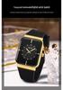 OFNS Unisex Fashion Square Quartz Watch with Luminous Waterproof Silicone Strap