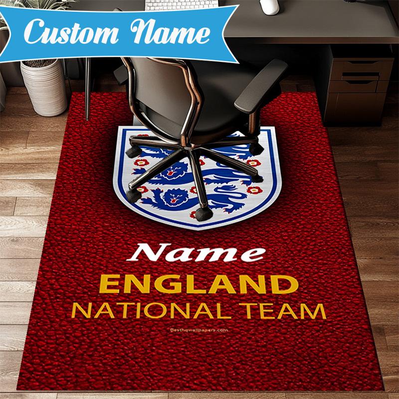 Custom Name England Football Crest Rug Game Carpet, Floor Mat for Bedroom Living Room Entryway Rug, Home Decor Idea Gift for Christmas Birthday