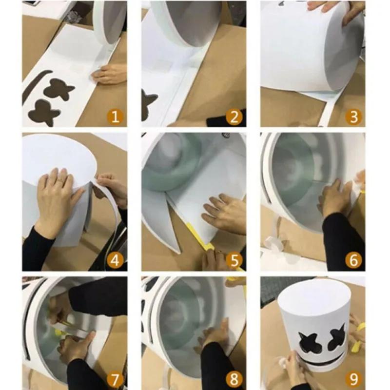 LED Marshmallow Mask Light Up Full Face DJ Helmet For Halloween Cosplay, Rave Music Festival Party Luminous Headgear