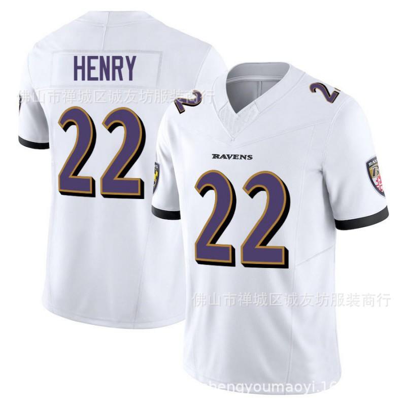 3. Gen Rugby Trikot Baltimore Ravens 22 Schwarz Henry Stil Herren Sportshirt