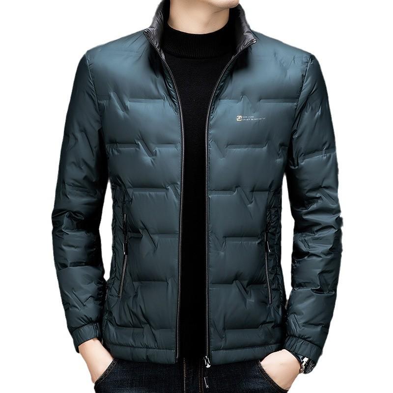Men's Lightweight Down Jacket - Warm Business Casual Lapel Style for Middle-Aged Dads