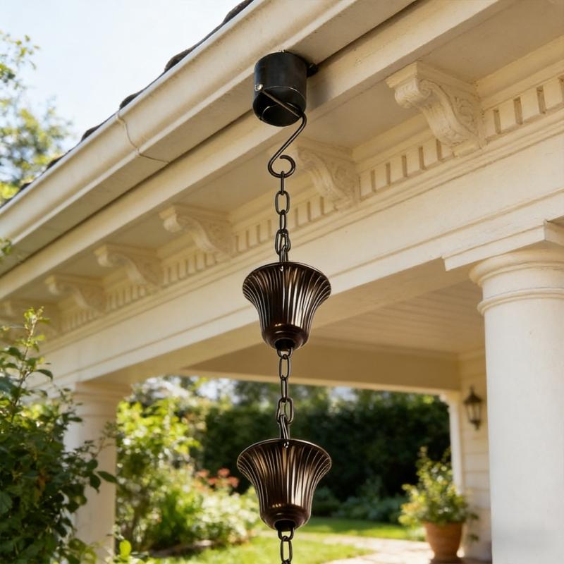 Retros Iron Cup Rain Chain Long Metal Water Drainage Gutters Rain Catchers For Garden Decoration