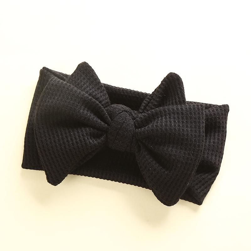 European & American Handmade Baby Hair Accessory: Large Bow Double Layer Waffle Texture Headband for Kids
