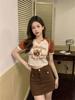Korean version of the new color-inserted printed short-sleeved T-shirt women's summer V-neck slim-fitting and thin bottoming top women's tide wholesal