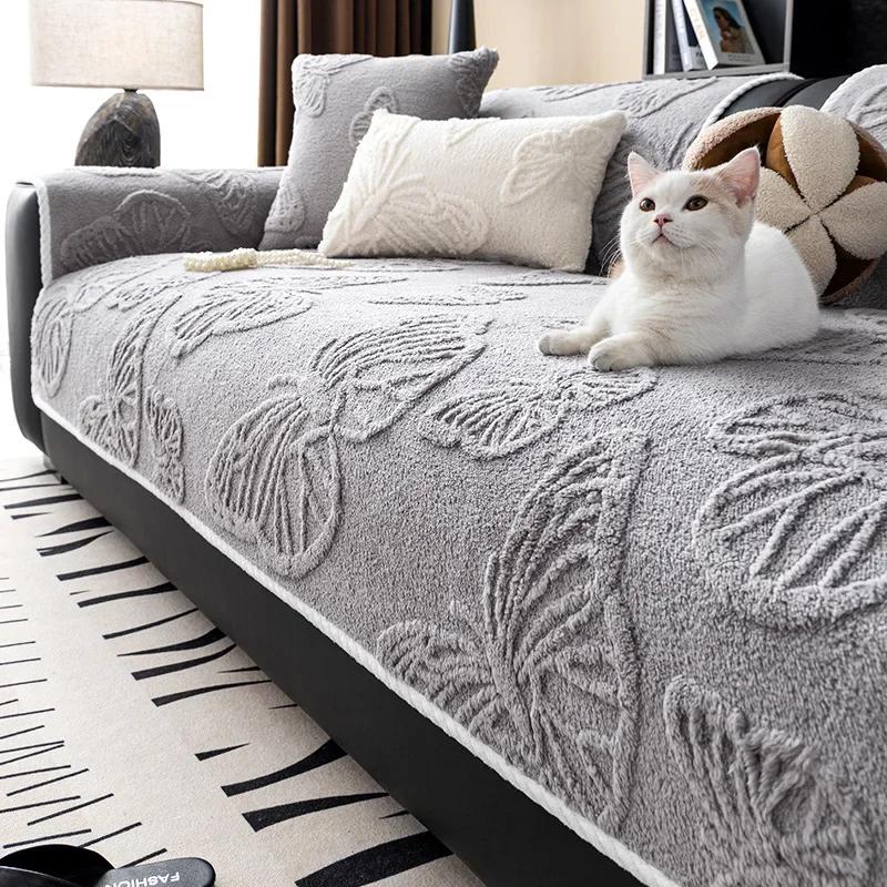 

Sofa Protector Cover Solid Sofa Cushion Thicken Jacquard Plush Mat Couch Cover Chair Sofa Towel Home Decor for Living Room 70x70